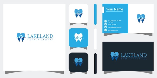 Стоматологическая стоматология, негативное пространство, вода, пляж, лодка, дизайн логотипа Premium векторы