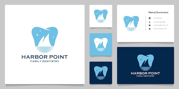 Dental dentistry negative space water beach harbour logo design
