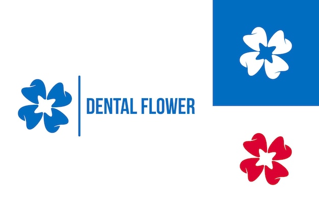 Vettore di progettazione del modello di logo del fiore dentale, emblema, concetto di design, simbolo creativo, icona