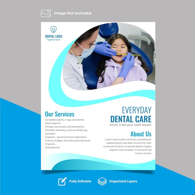 Dental flyer design template vector