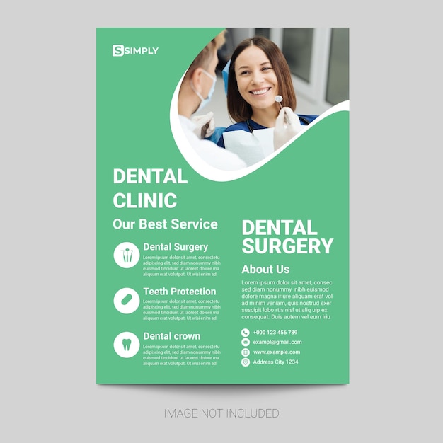 Vector dental flyer and health care social media flat dentist poster design