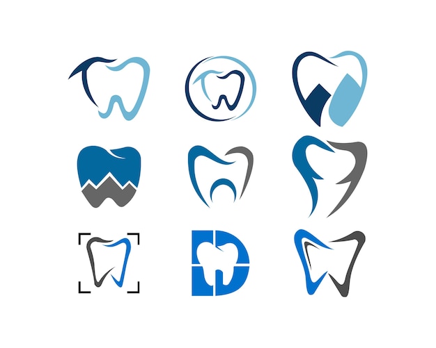 Insieme di logo dell'illustrazione della medicina di sanità dentaria