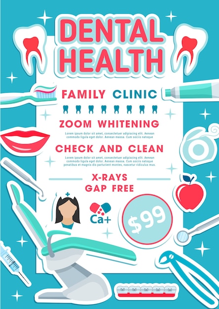 Vector dental health clinic banner dentistry design