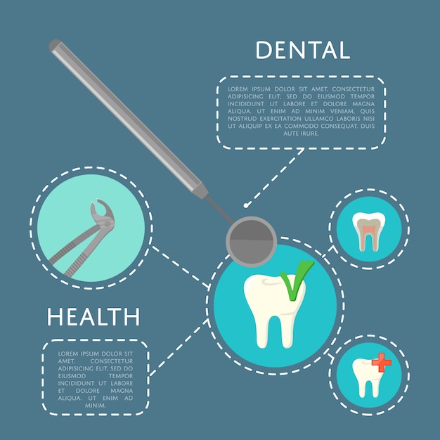 Dental health illustration with medical instruments