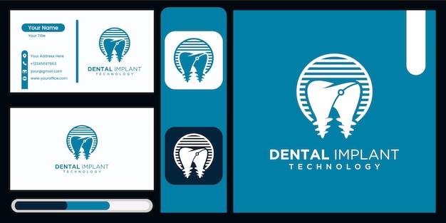 Impianto dentale clinica tecnologia logo design impianto dentale logo vettore icona logo dentale moderno