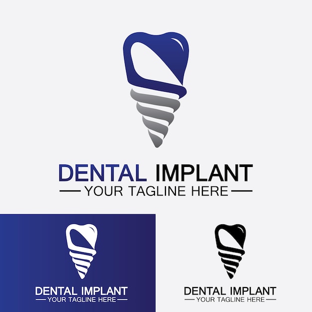 Dental implant logo vector  designs concept   Dental Clinic ampCare logo template