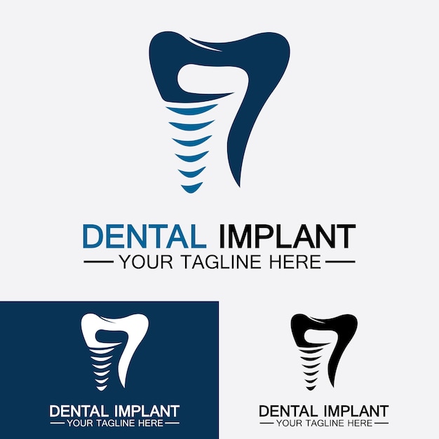 Dental implant logo vector  designs concept   dental clinic ampcare logo template