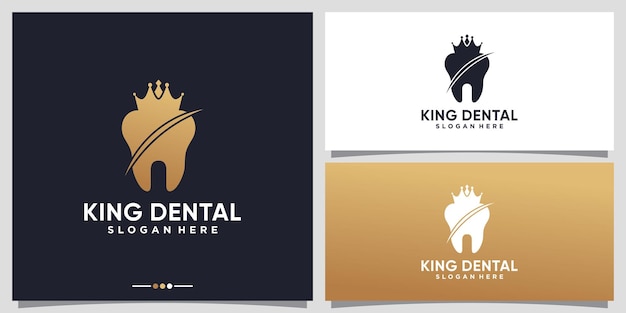 Шаблон дизайна логотипа стоматологической и королевской короны с уникальной концепцией Premium векторы