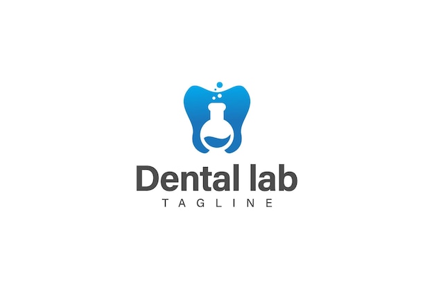 Vettore di progettazione del logo del laboratorio odontotecnico o della cura dentale