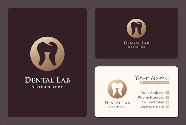 Dental lab logo design in a golden color.