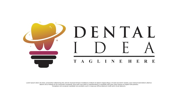 Dental and light bulb illustration logo design with creative modern concept Premium Vector