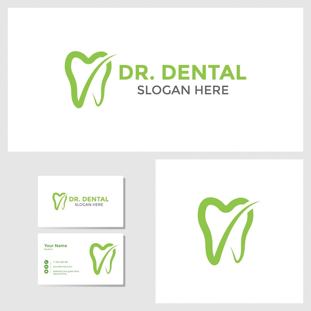 Dental logo design inspiration with business card mockup