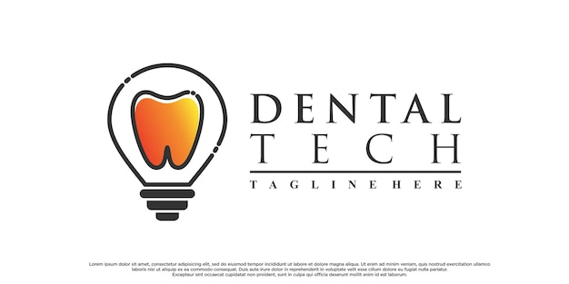 Dental logo design technology with ceative concept Premium Vector