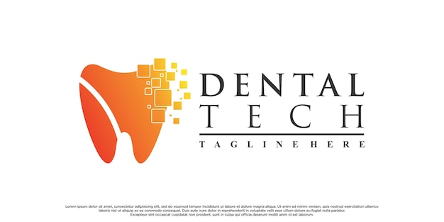 Tecnologia di progettazione del logo dentale con concetto ceative vettore premium