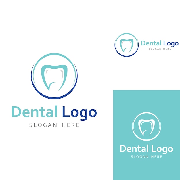 Логотип стоматологического логотипа для здоровья зубов и логотип для стоматологической помощи с использованием концепции векторного дизайна иллюстрации шаблона