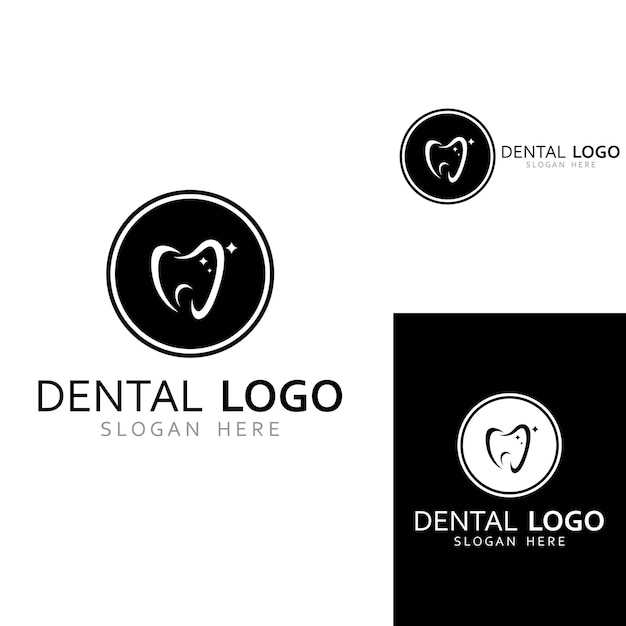 Logo del logo dentale per la salute dentale e logo per la cura dei denti utilizzo di un concetto di disegno vettoriale di illustrazione del modello