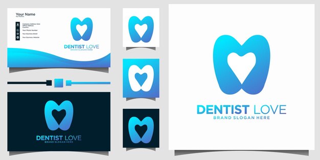 dental logo with Heart Love design