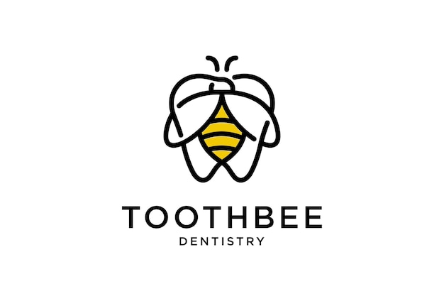 Вектор Стоматологический логотип с векторным дизайном зуба и пчелы