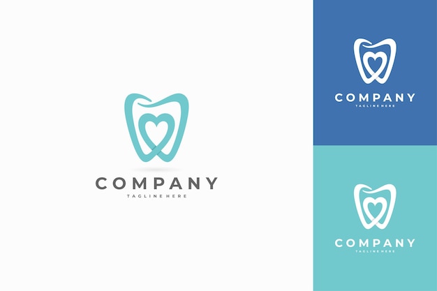 dental logo with tooth and heart or love sign