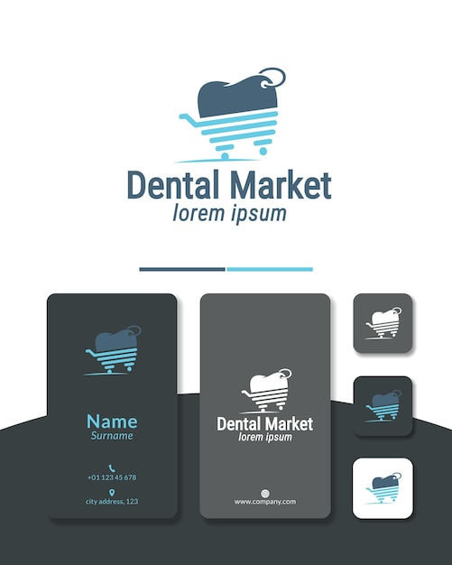 Farmacia del carrello del negozio di progettazione del logo del mercato dentale