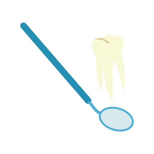 치과 거울과 치아 그림 평면 디자인 벡터 일러스트 레이 션
