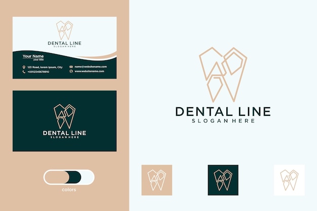 Dental modern line art logo design