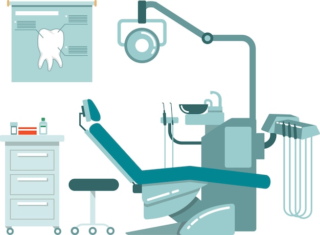 Vector dental office equipment with dentist chair