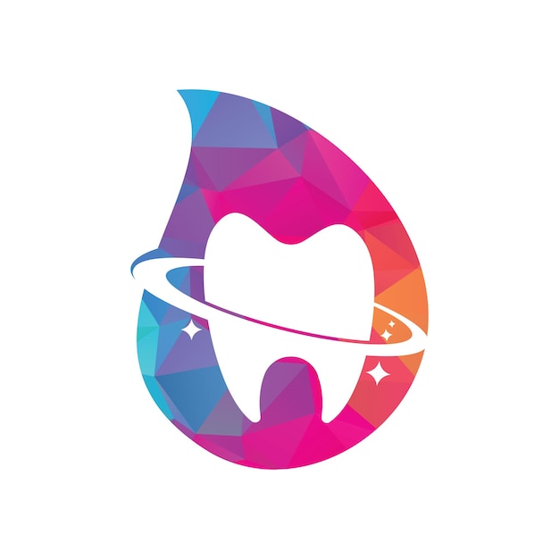 Vector dental planet drop shape concept vector logo design dentistry clinic vector logo concept