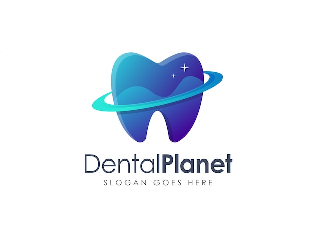 Modello di logo del pianeta dentale