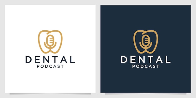 Dental podcast line art logo design