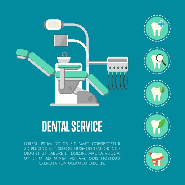 Vector dental service banner with dental chair