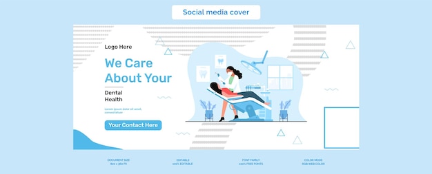 Vector dental social media cover design template vector