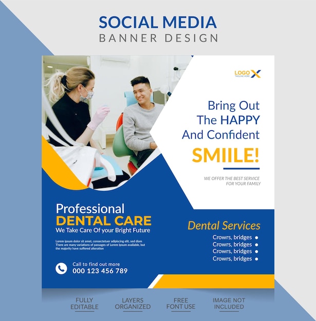 Dental Social Media Post and web banner Design Template