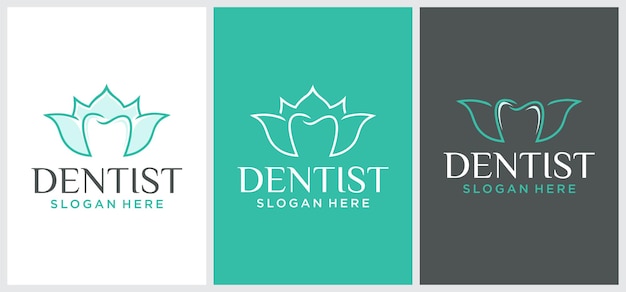 dental technology logo design dental clinic dentist with flower concept