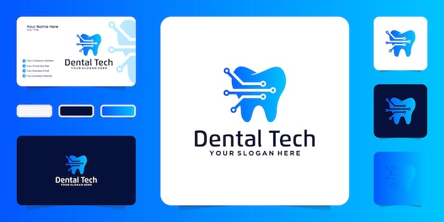 Ispirazione e biglietto da visita per il design del logo della tecnologia dentale