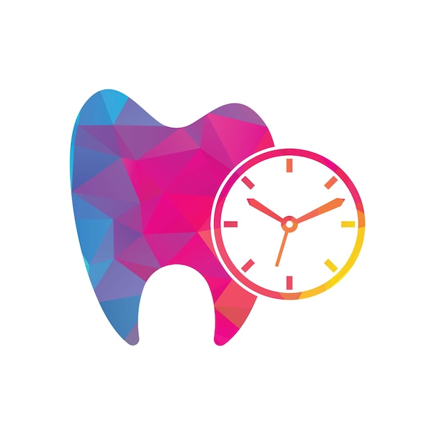 Dental time vector logo design template. Human tooth and clock icon design.