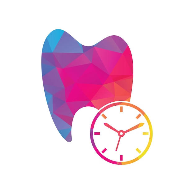 Dental time vector logo design template Human tooth and clock icon design