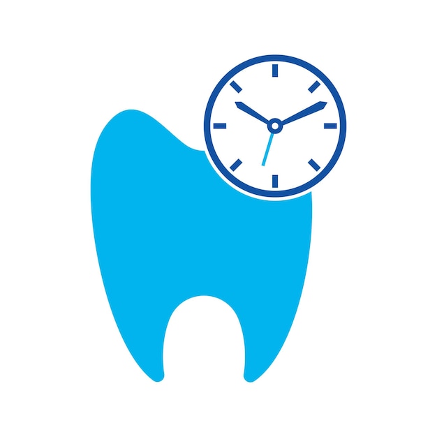 Dental time vector logo design template Human tooth and clock icon design