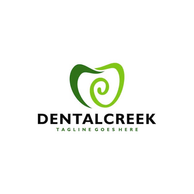 Clinica dentale dentale con logo design foresta verde