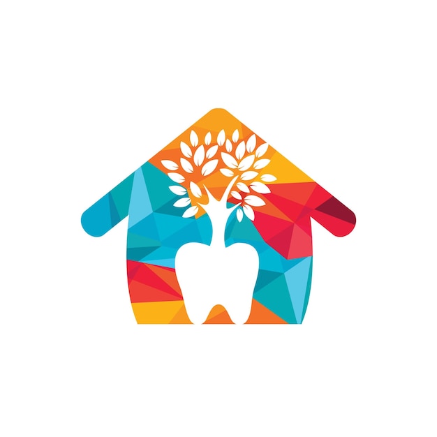 Dental tree home vector logo design template
