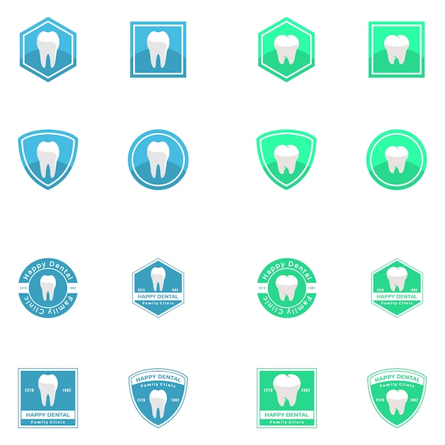 Insieme dell'illustrazione dell'icona di logo di vettore dentario