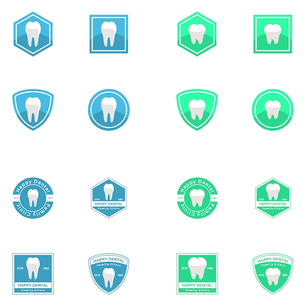 치과 벡터 로고 아이콘 일러스트 세트