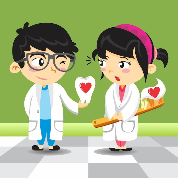 Vector dentist character best couple with unique design