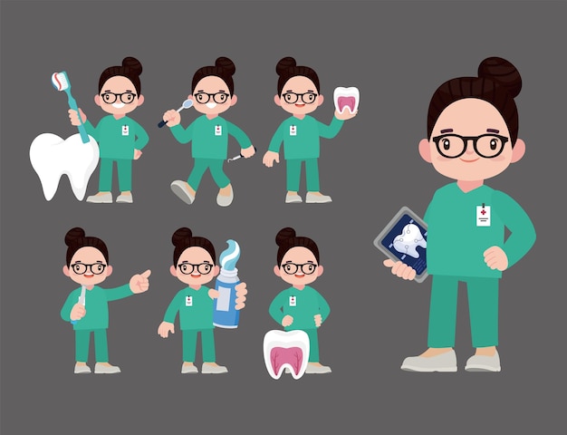 Vector dentist character and dental care concept