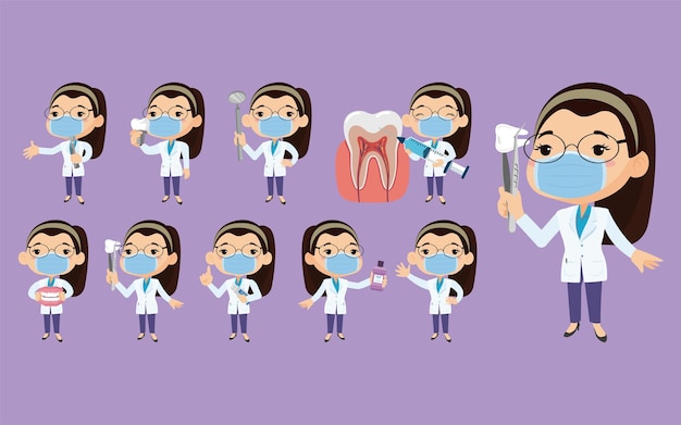 Vector dentist character and dental care concept