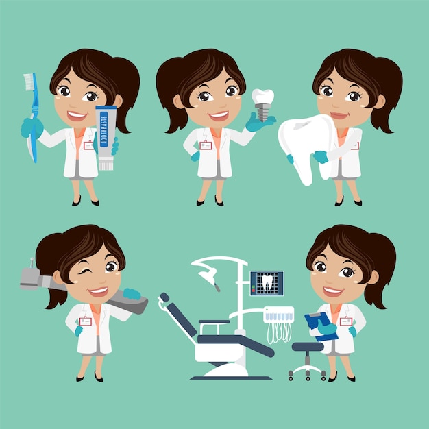 Dentist character and dental care concept