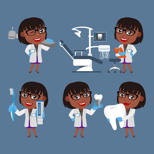 Dentist character and dental care concept