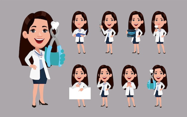 Dentist character and dental care concept