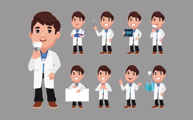 Dentist character and dental care concept