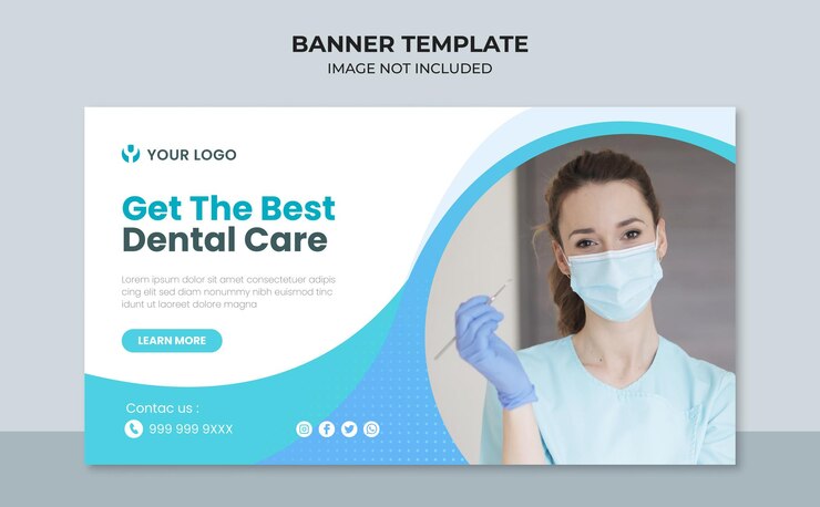 Vector dentist and dental care banner template